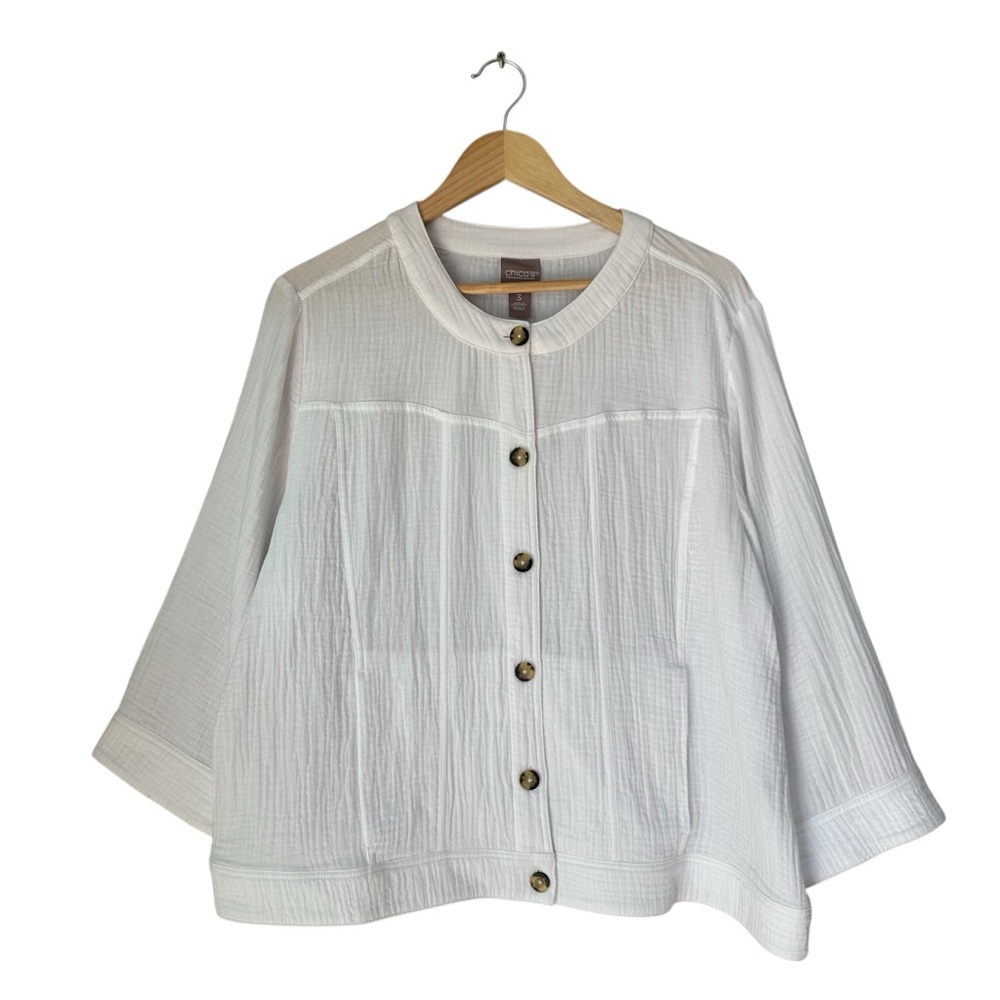 Chico's Cream Button Down Shirt with Stylish Buttons